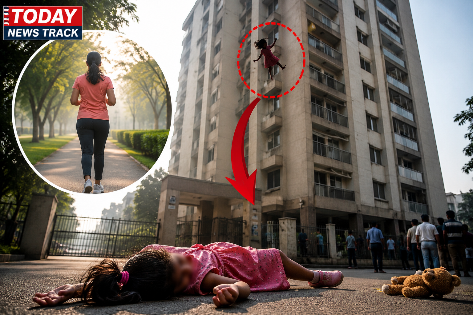 Symbolic image of a five-year-old girl falling from the seventh floor of a residential building in Agra