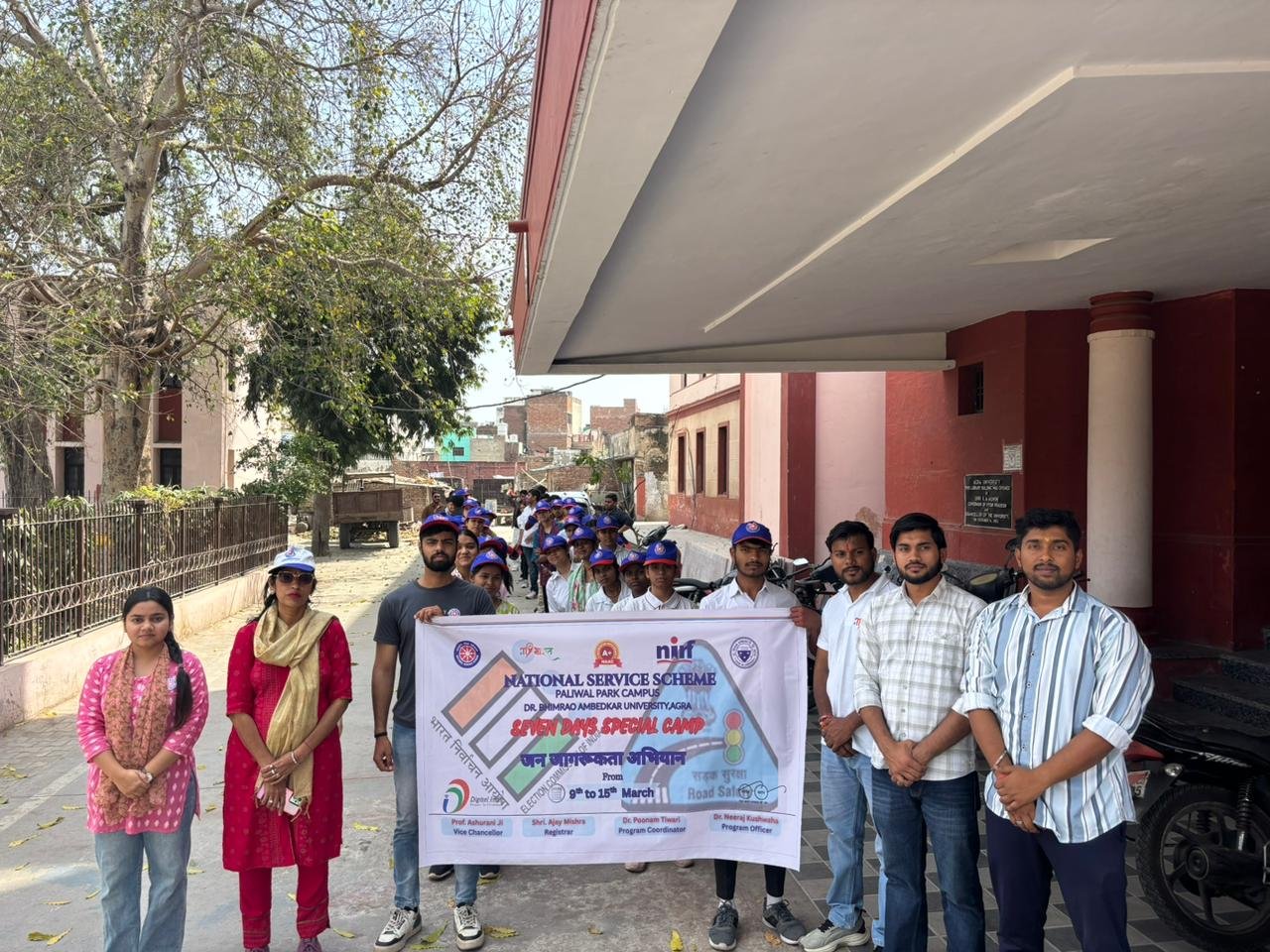 NSS volunteers participating in voter awareness rally at Dr. Bhimrao Ambedkar University, Agra