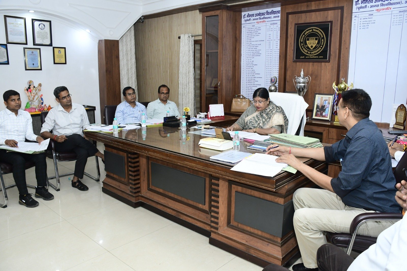 Finance committee meeting at Dr Bhimrao Ambedkar University Agra approving budget 2026-27 and staff benefits