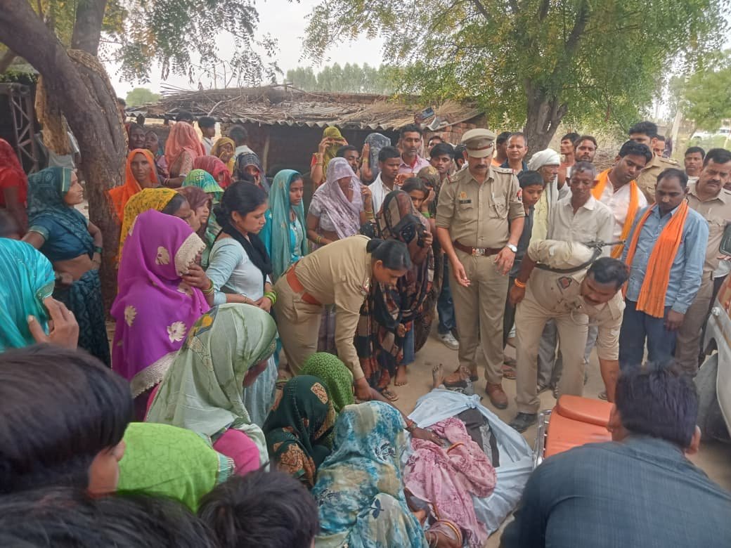 Police investigating at the site where a woman died after consuming poison; body sent for postmortem