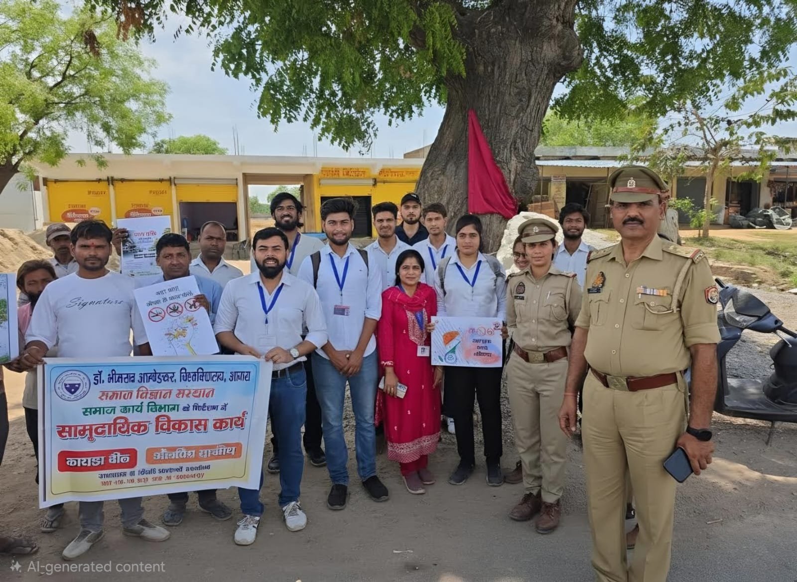 Students of Dr. Bhimrao Ambedkar University conducting Drug-Free India awareness campaign in Midhakur Agra