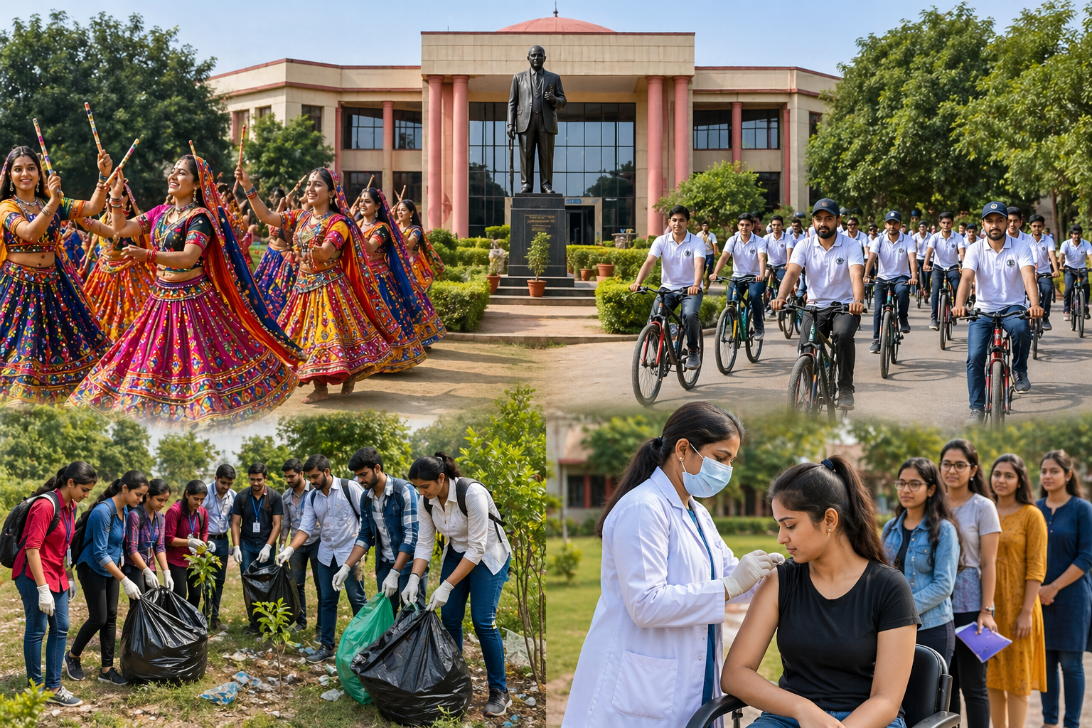 Gujarat Foundation Day preparation at Dr. Bhimrao Ambedkar University Agra with cultural dance, rally and educational activities organized by students and faculty.