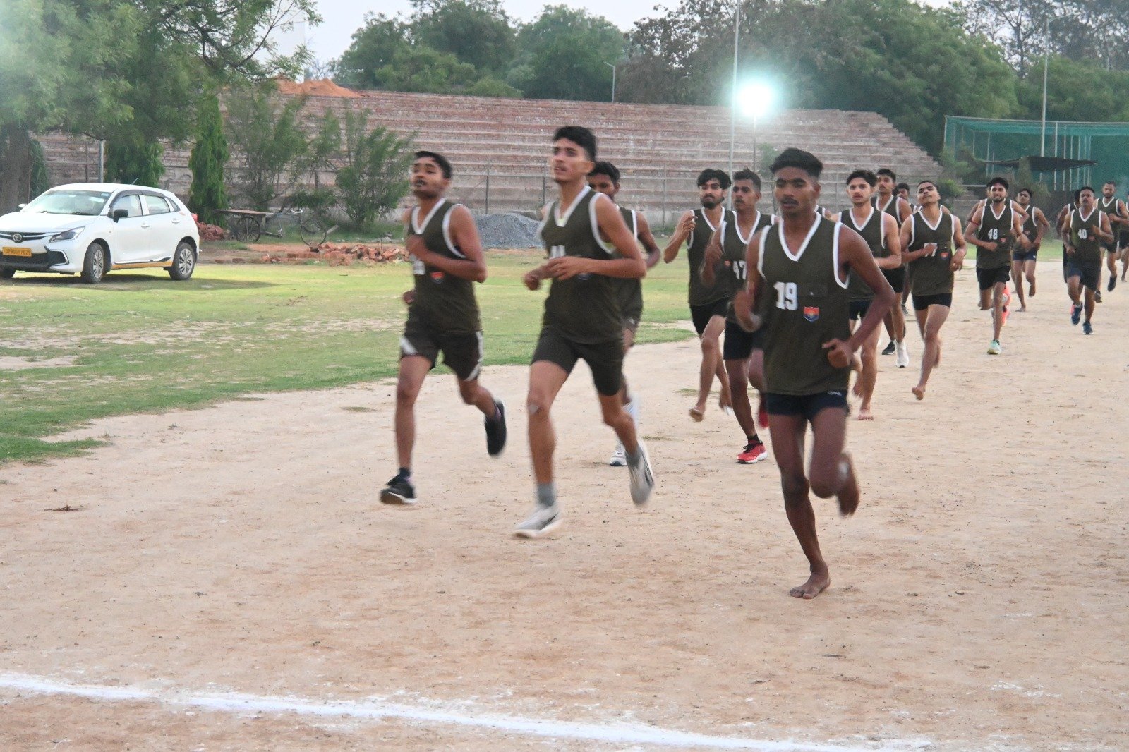 Agra Agniveer recruitment rally candidates participating in physical and screening tests at Eklavya Sports Stadium on April 9, 2026.