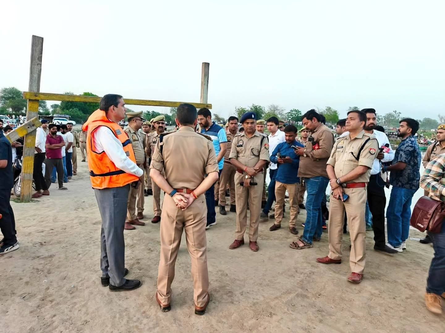 Rescue operation at Yamuna river in Vrindavan after tourist boat capsized causing multiple deaths
