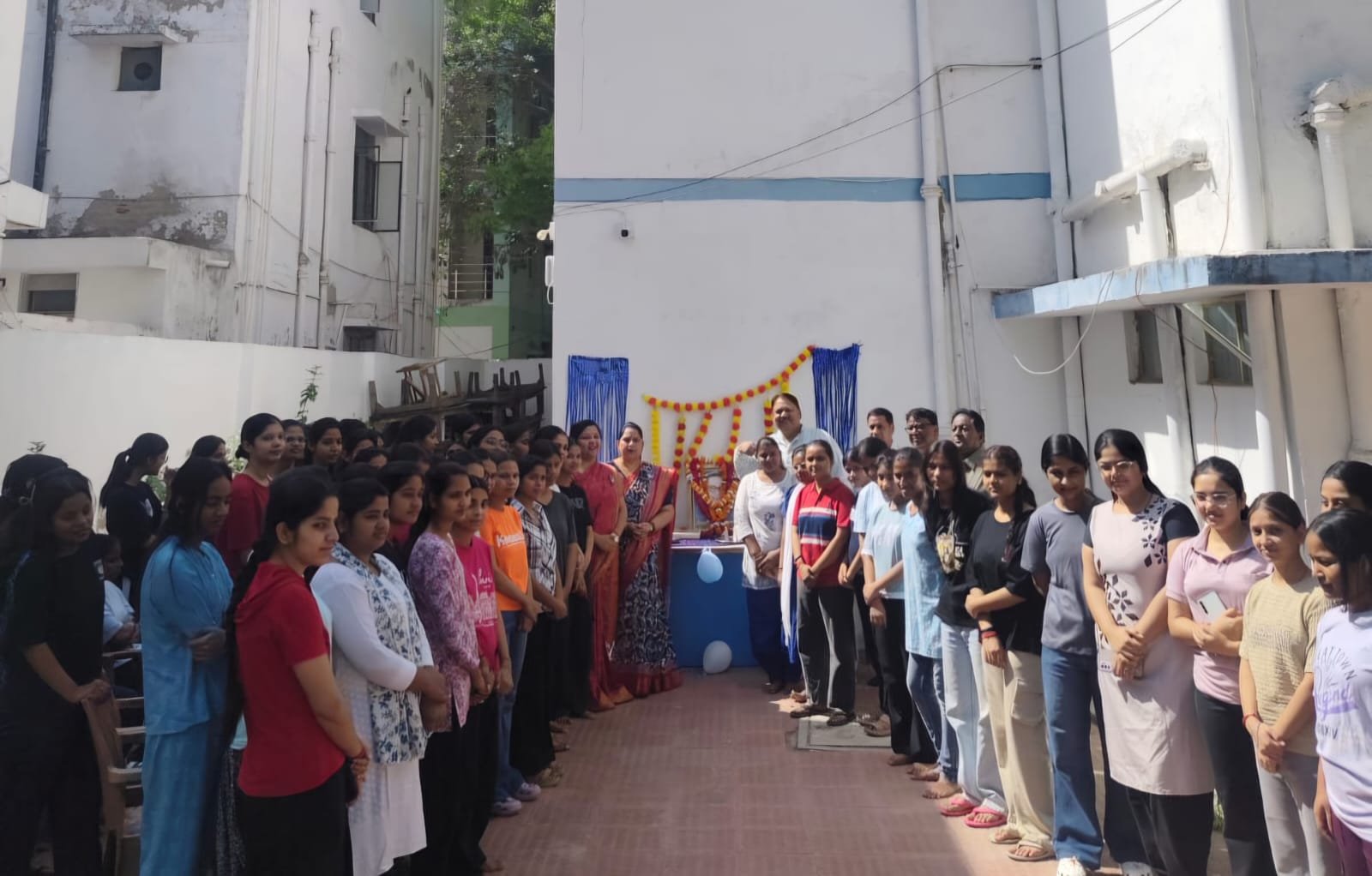 Students and faculty celebrating Dr B R Ambedkar Jayanti at Dr Bhimrao Ambedkar University Agra with tribute ceremony