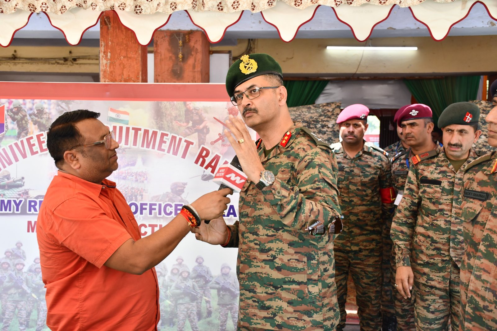Candidates participating in Agniveer recruitment rally physical test at Eklavya Sports Stadium Agra
