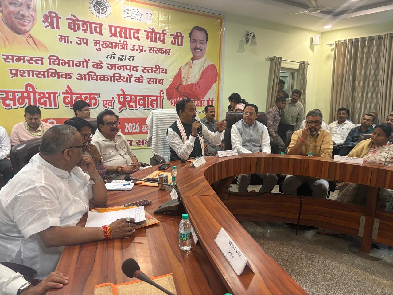 Deputy Chief Minister of Uttar Pradesh reviewing development projects, law and order, and public welfare schemes in Agra