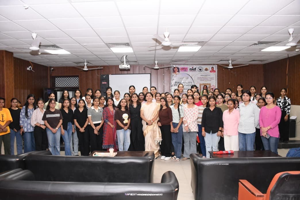Students attending personality development and makeup grooming session at Dr. Bhimrao Ambedkar University Agra