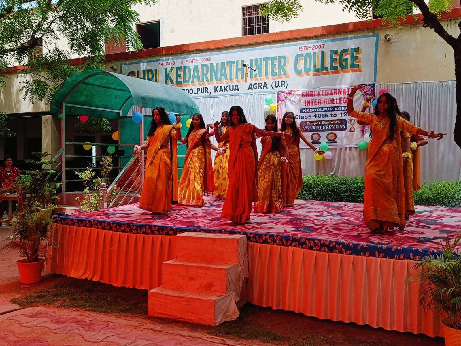 Girl students performing Saraswati Vandana and cultural presentation during inter college cultural programme