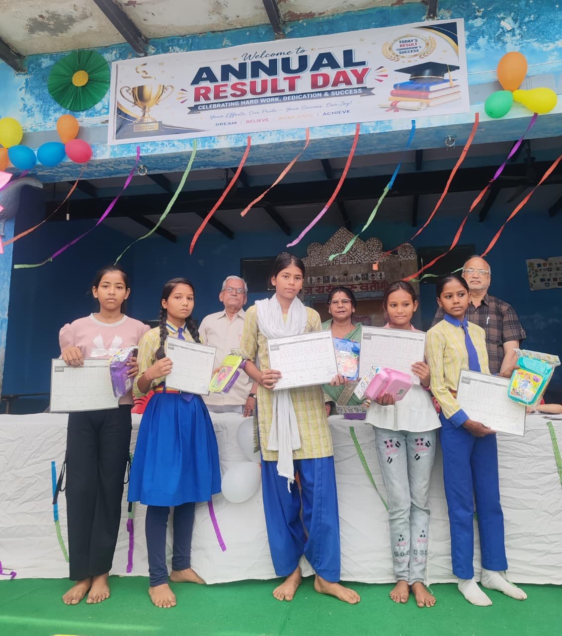 Students being honored during annual exam result award ceremony at Shri Ratan Devi Convent School Fatehabad