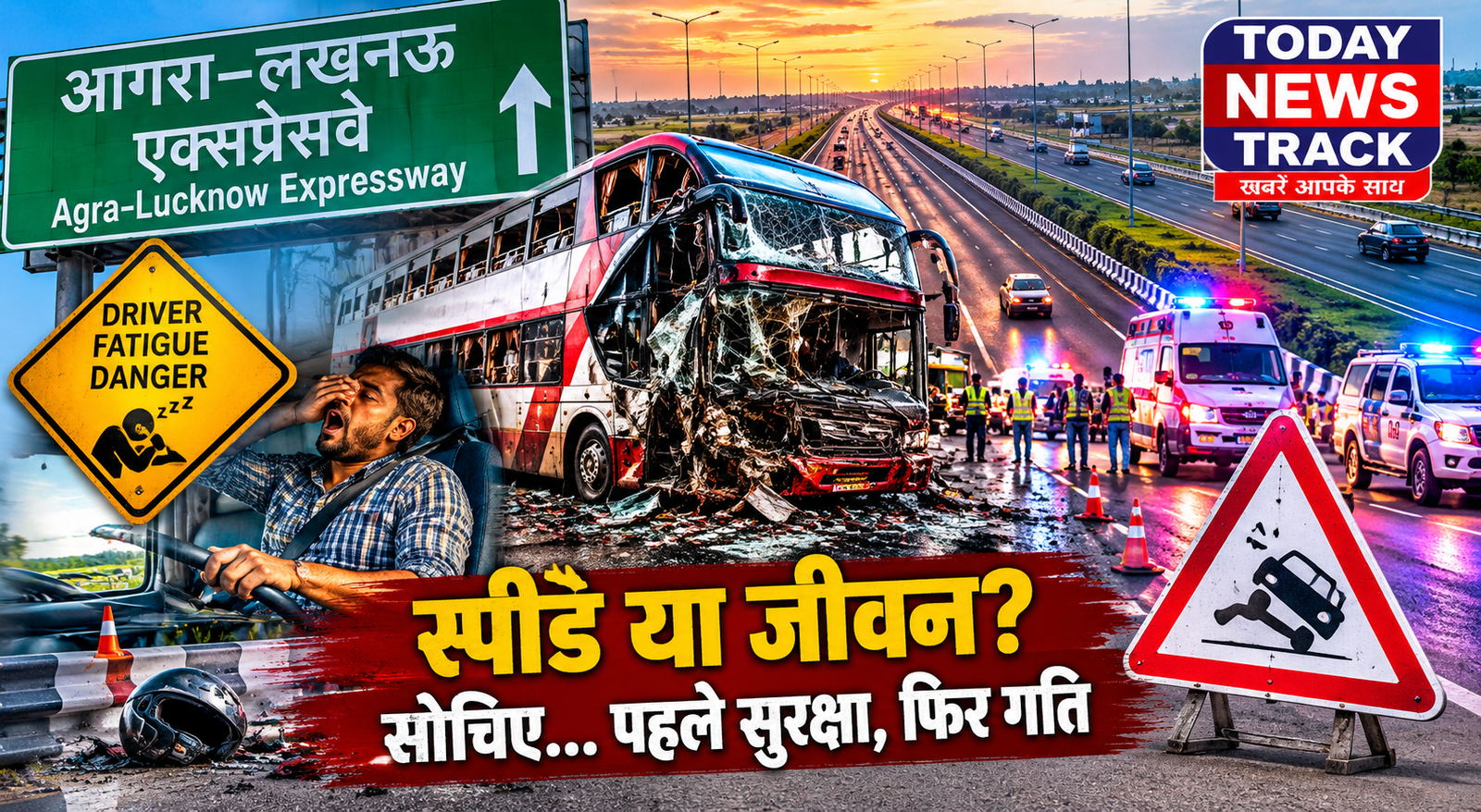 Symbolic image of Agra-Lucknow Expressway highlighting road safety concerns, driver fatigue and fatal road accidents.