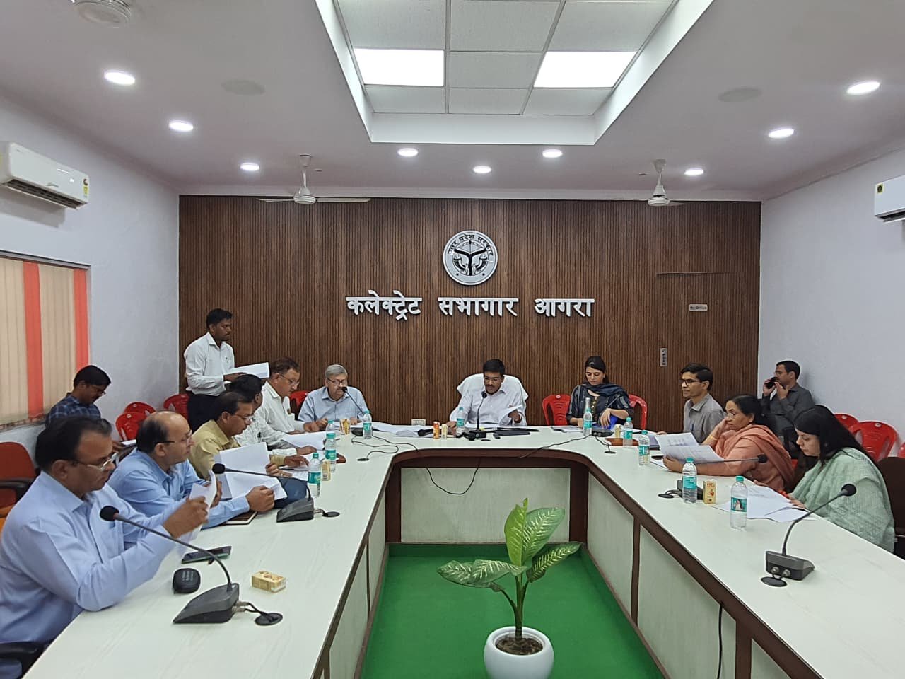 District Magistrate Manish Bansal chairing PCPNDT Act-1994 review meeting with health officials and advisory committee members in Agra
