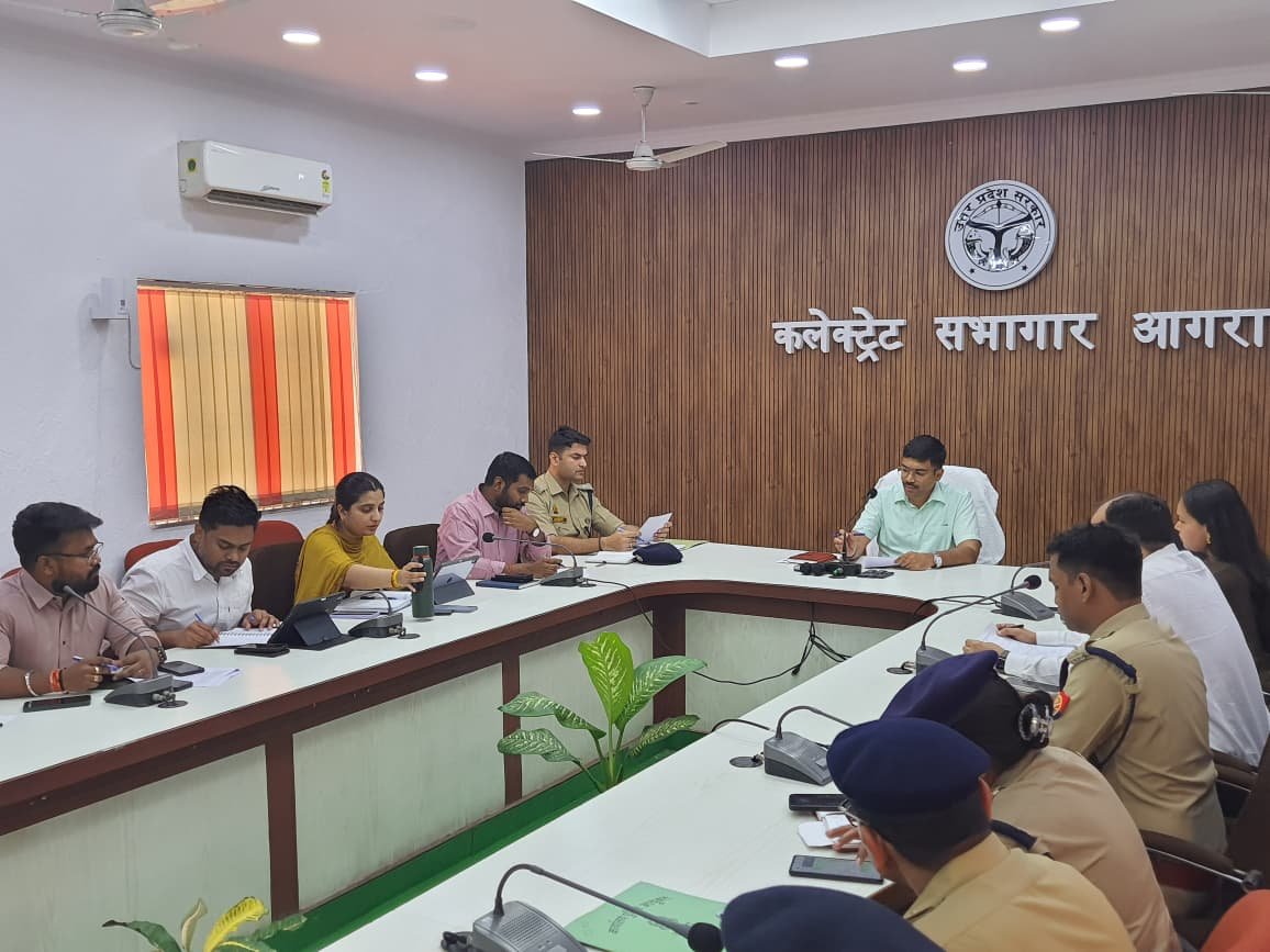 District Magistrate Manish Bansal reviewing a special task force campaign against illegal mining, overloading and unauthorized transportation in Agra.