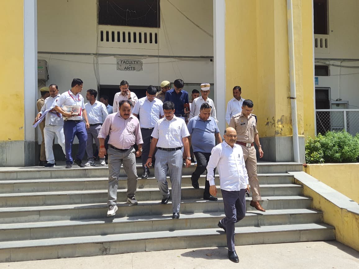 DM inspecting police recruitment exam centres in Agra for security and arrangements
