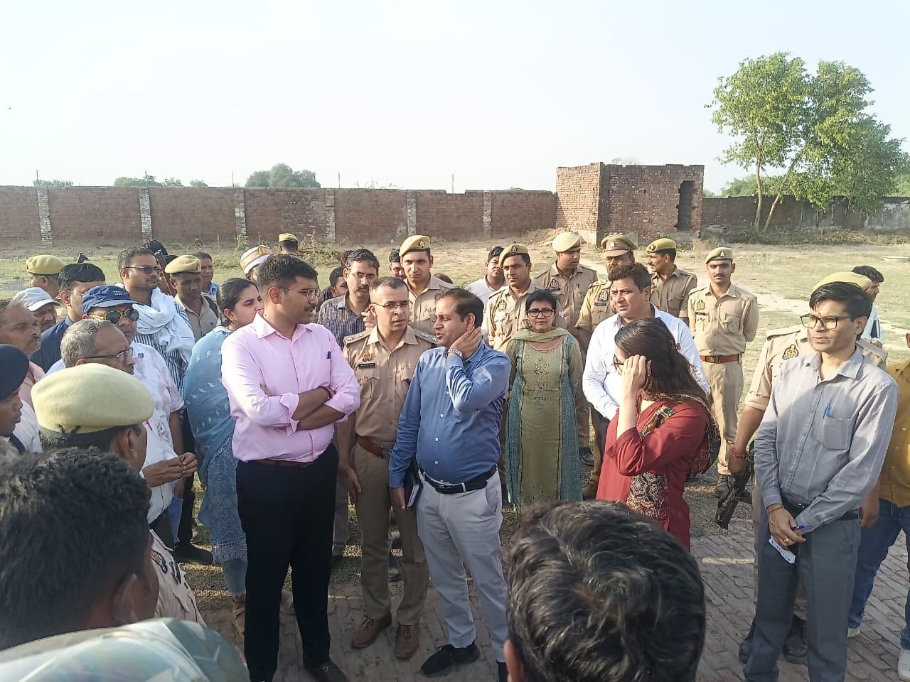 Agra District Magistrate Manish Bansal inspecting arrangements at Shamsabad ahead of Rajnath Singh’s proposed public meeting and Maharana Pratap statue unveiling