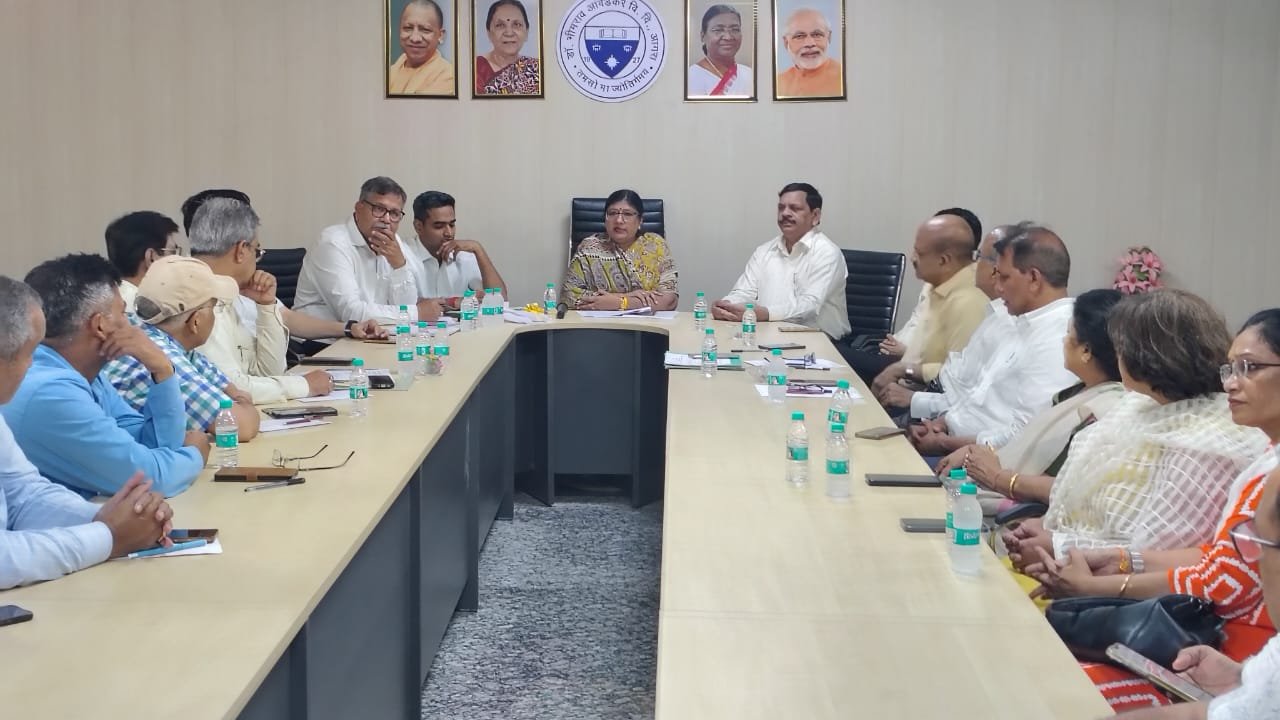 Officials reviewing preparations for Ambedkar University centenary celebration in Agra