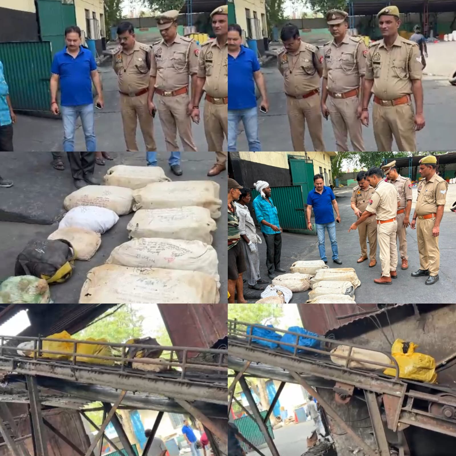 GRP Agra Cantt officials overseeing the destruction of 72 kg seized illegal ganja under Operation Dahan in Agra.