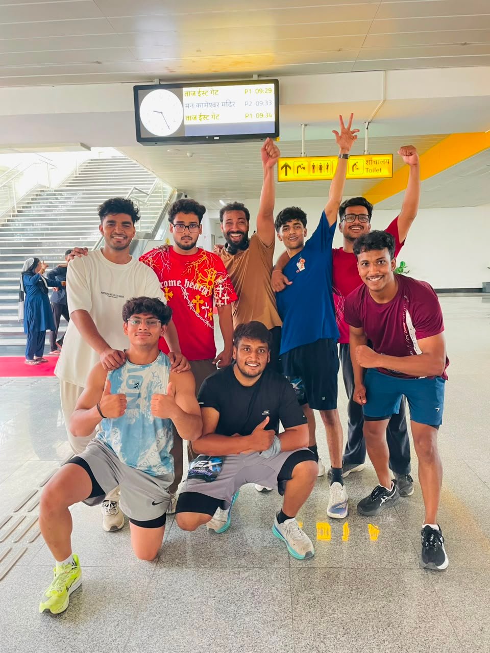 Participants performing Zumba and fitness games during Agra Metro sports event at Mankameshwar Station