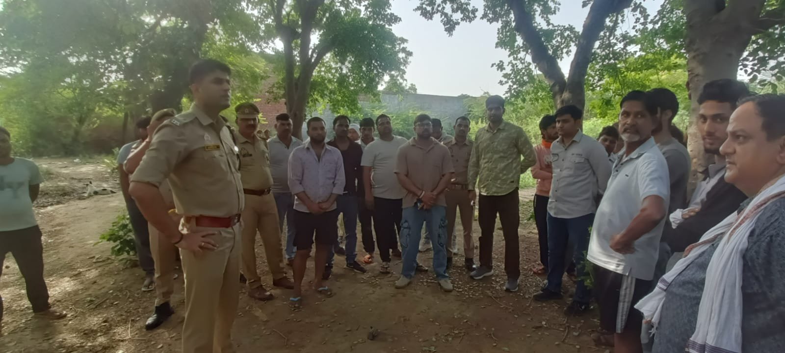 Police investigation at forest area in Agra after 14-year-old boy found murdered near bushes