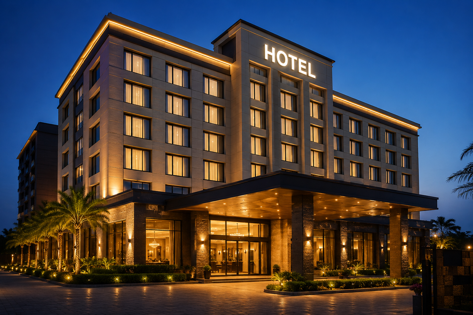 Modern hotel building representing India's new CPCB environmental rules for hotels, resorts, restaurants, and banquet halls based on pollution categories.