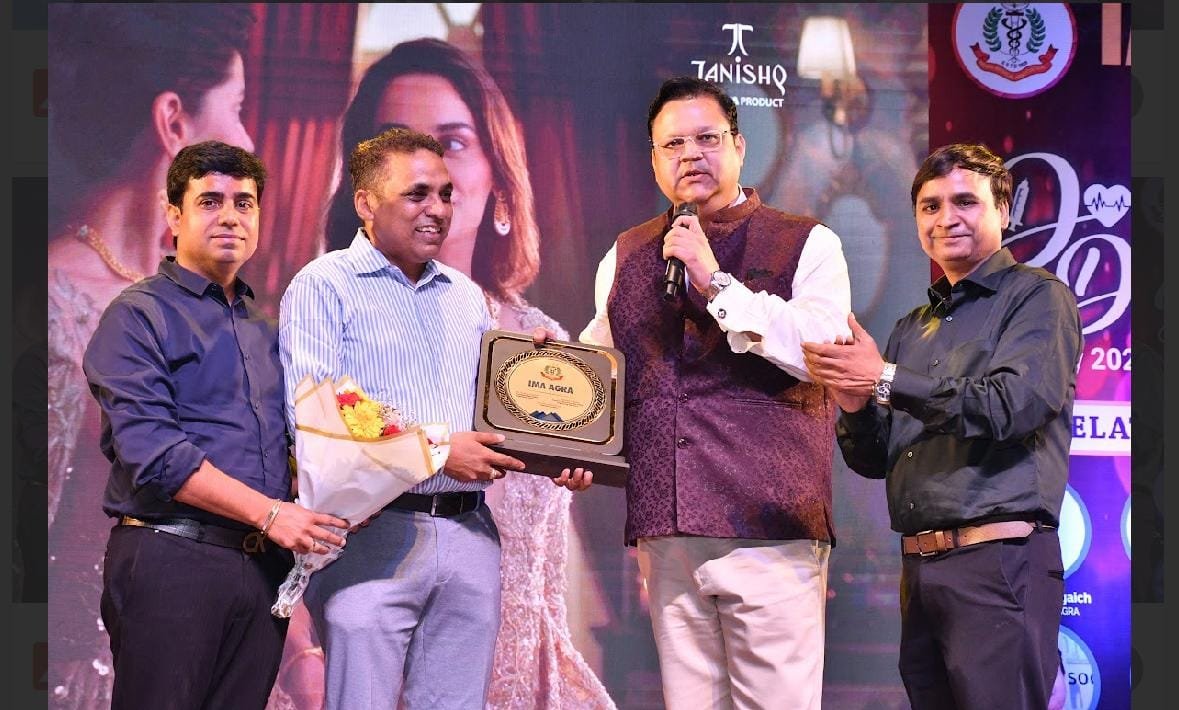 Doctors and their families attend the IMA Agra National Doctors’ Day cultural programme at Sursadan in Agra.