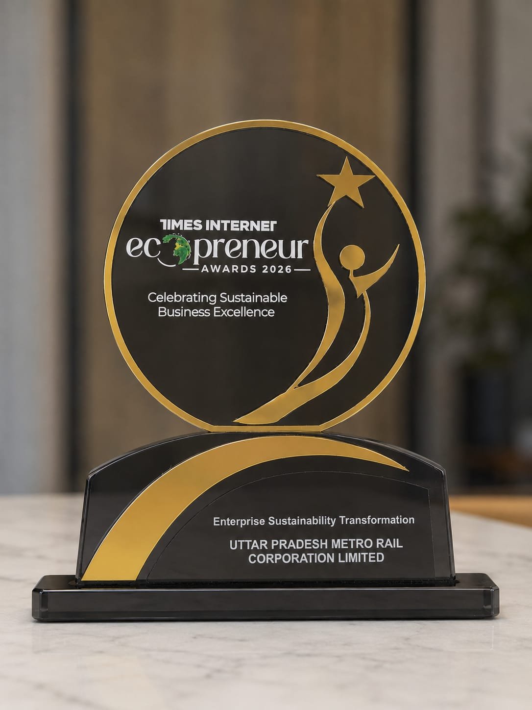 UPMRC officials receive the Enterprise Sustainability Transformation Award for excellence in sustainable urban transport and environmental conservation.