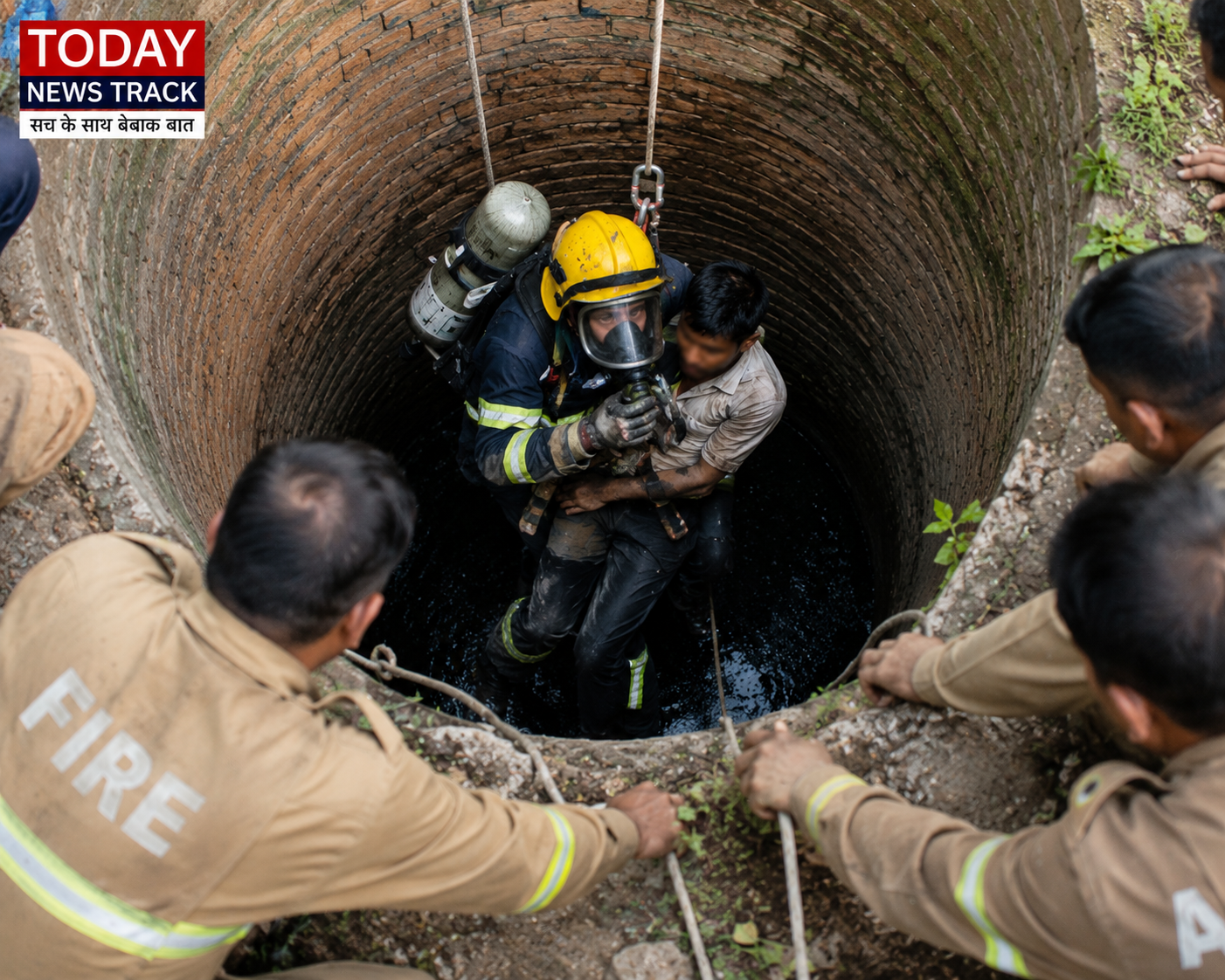 Fire Brigade rescues man from 80 feet deep well in Agra