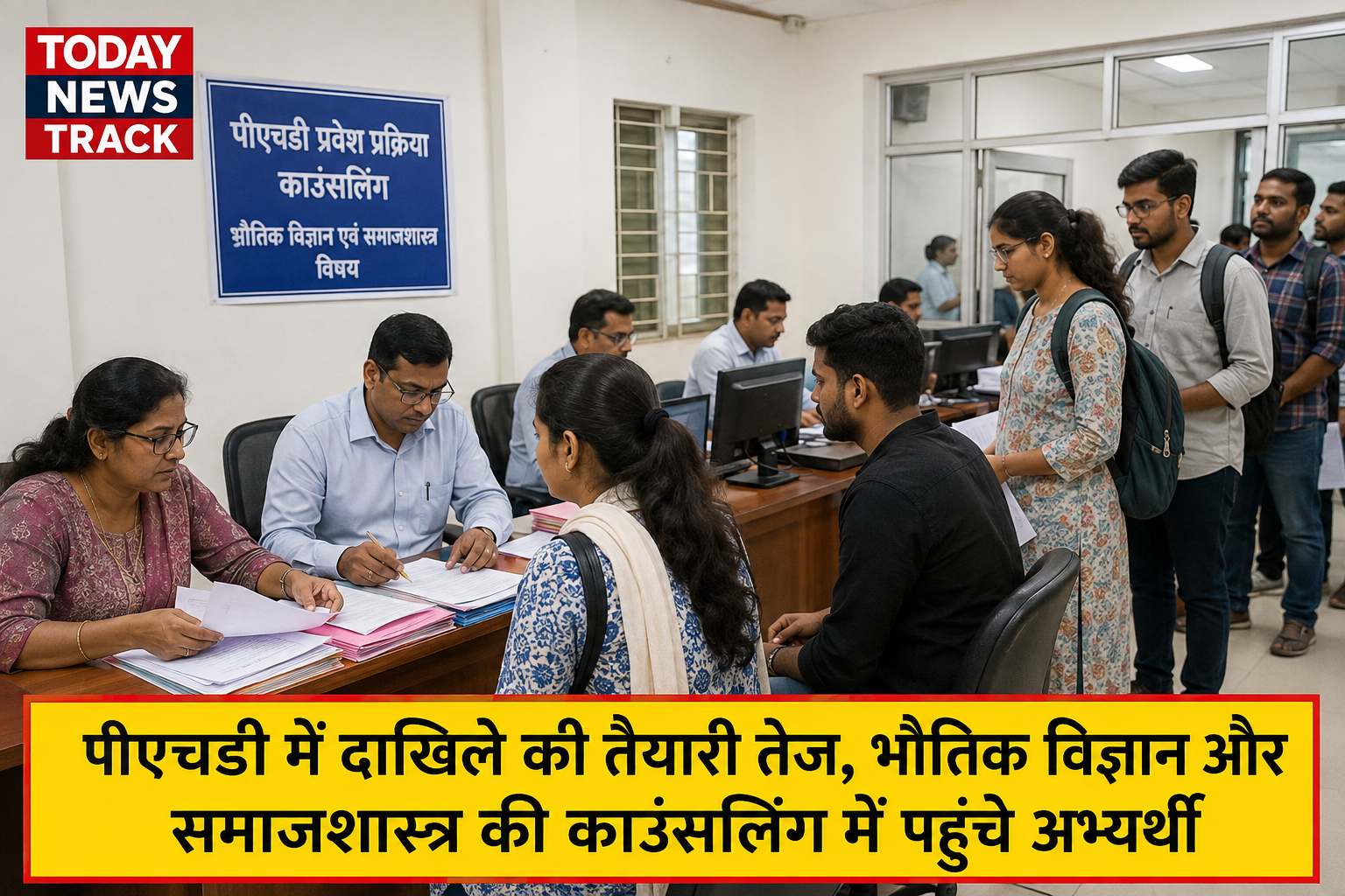 PhD admission counseling for Physics and Sociology candidates at a university computer center in Agra