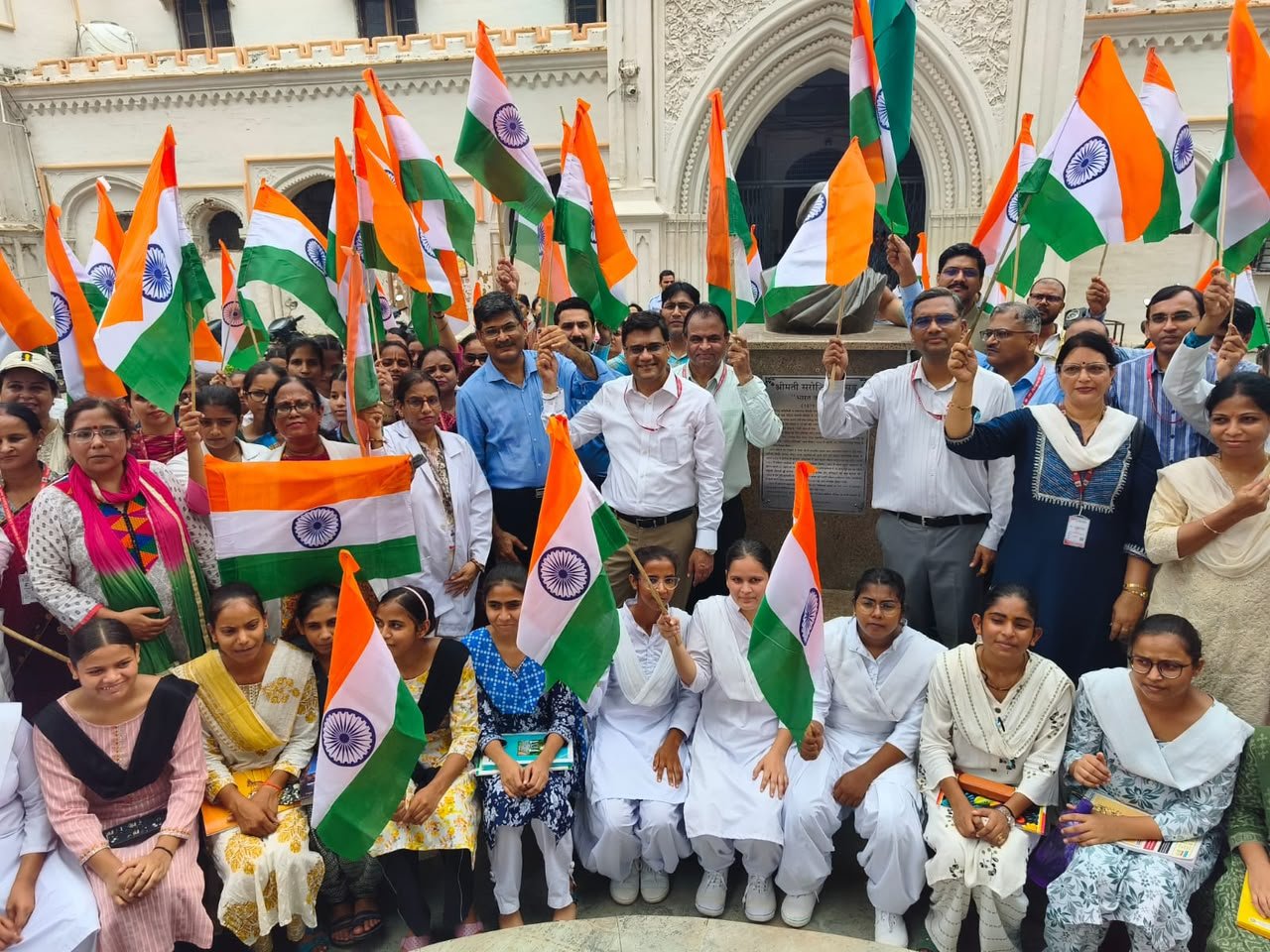 Tiranga rally at SN Medical College Agra under Har Ghar Tiranga campaign