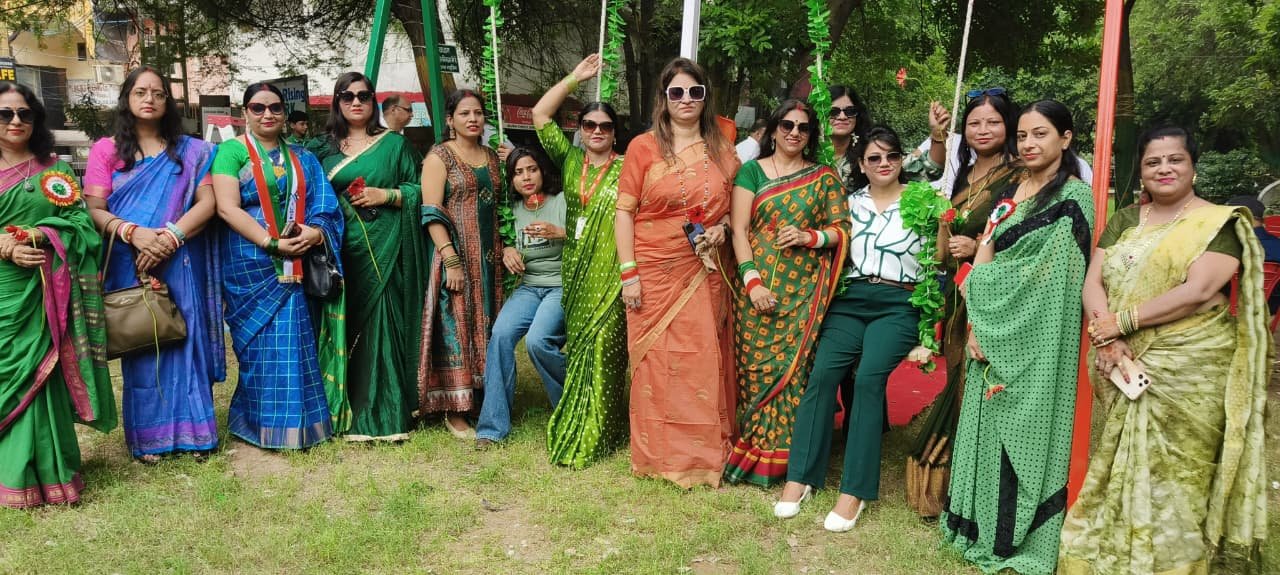 Women celebrating Hariyali Teej at Rising Park in Agra
