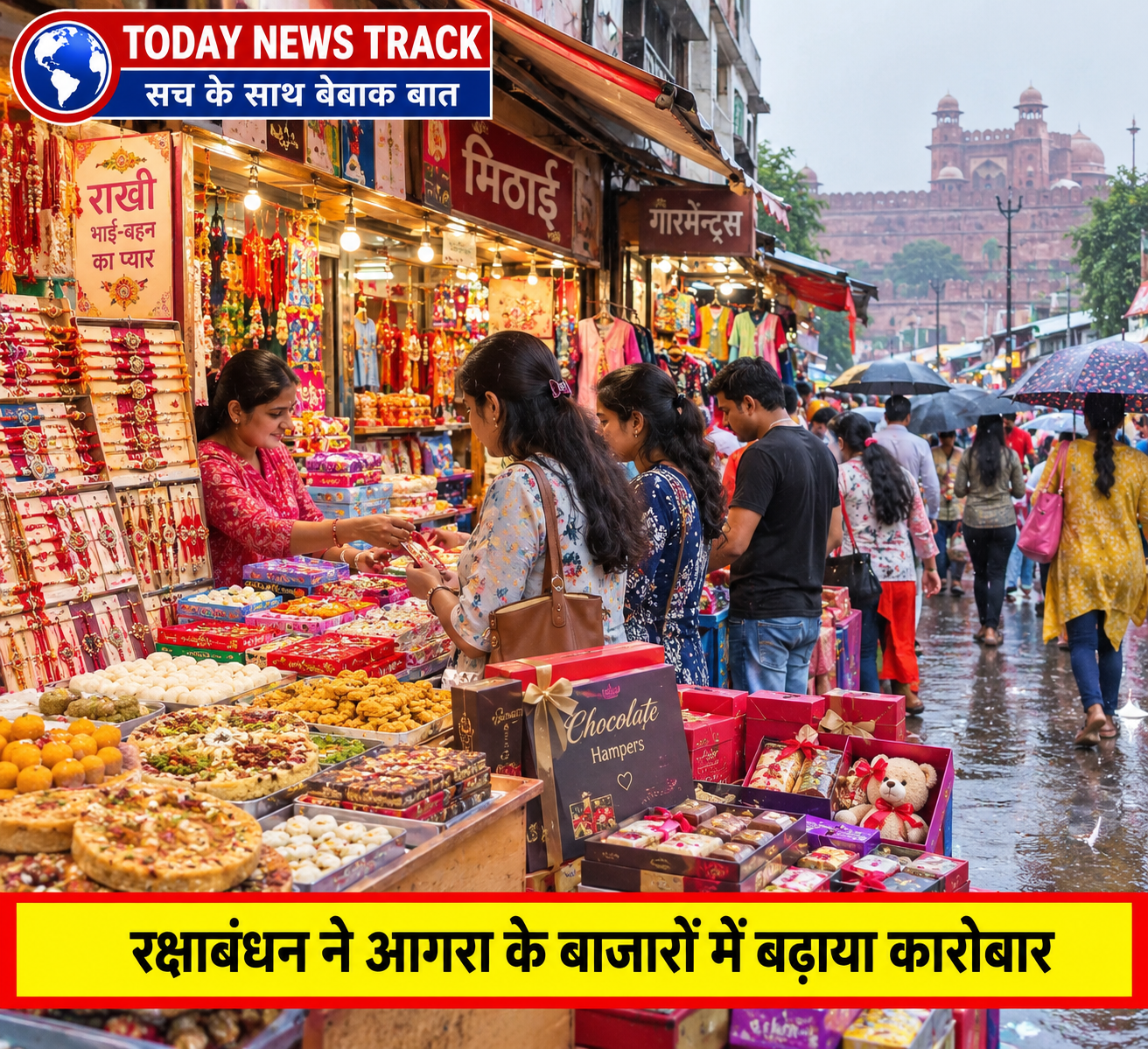 Crowded markets in Agra during Raksha Bandhan festive shopping