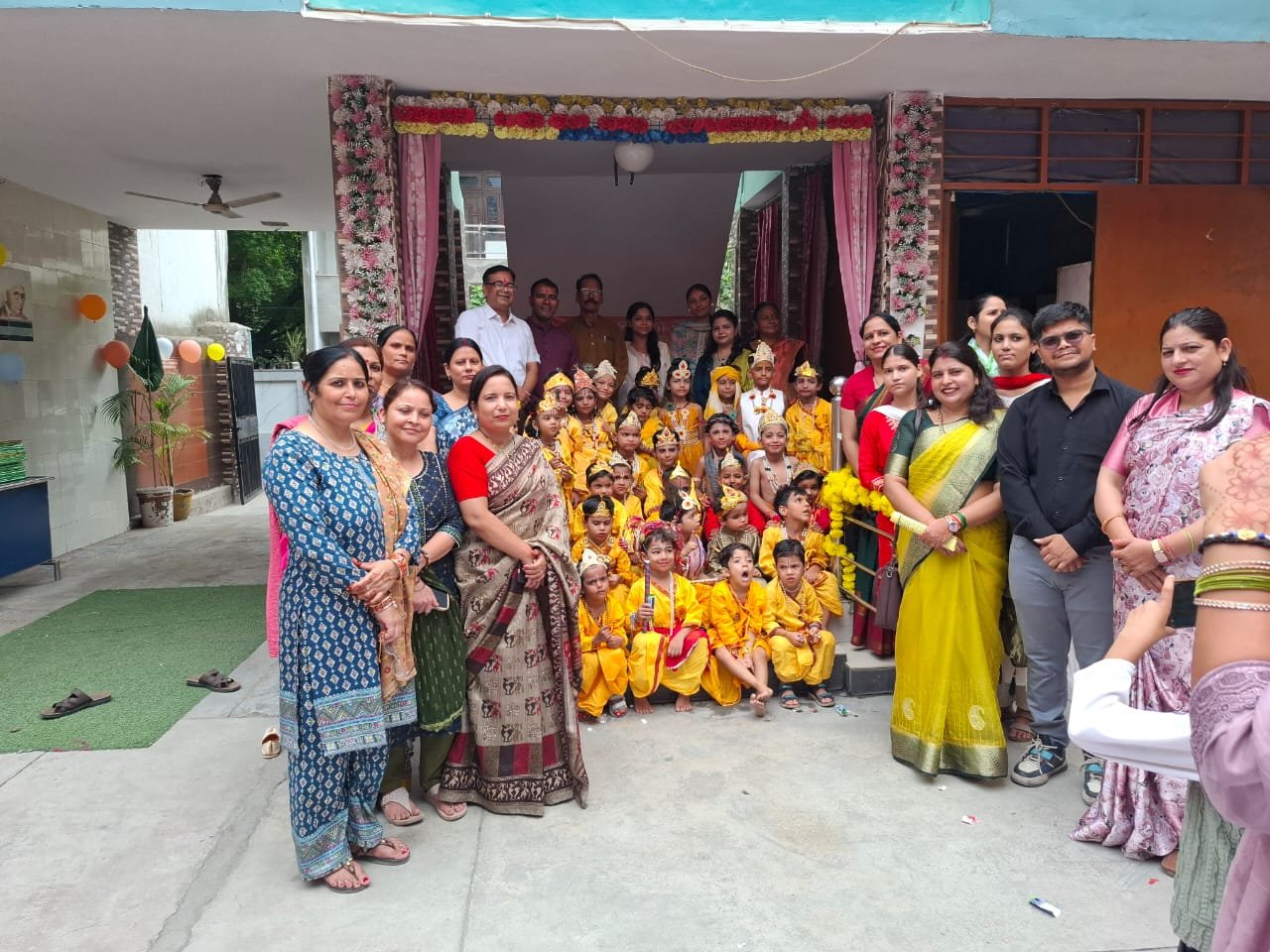 Children dressed as Lord Krishna at Bal Roop Sajja Competition in Agra