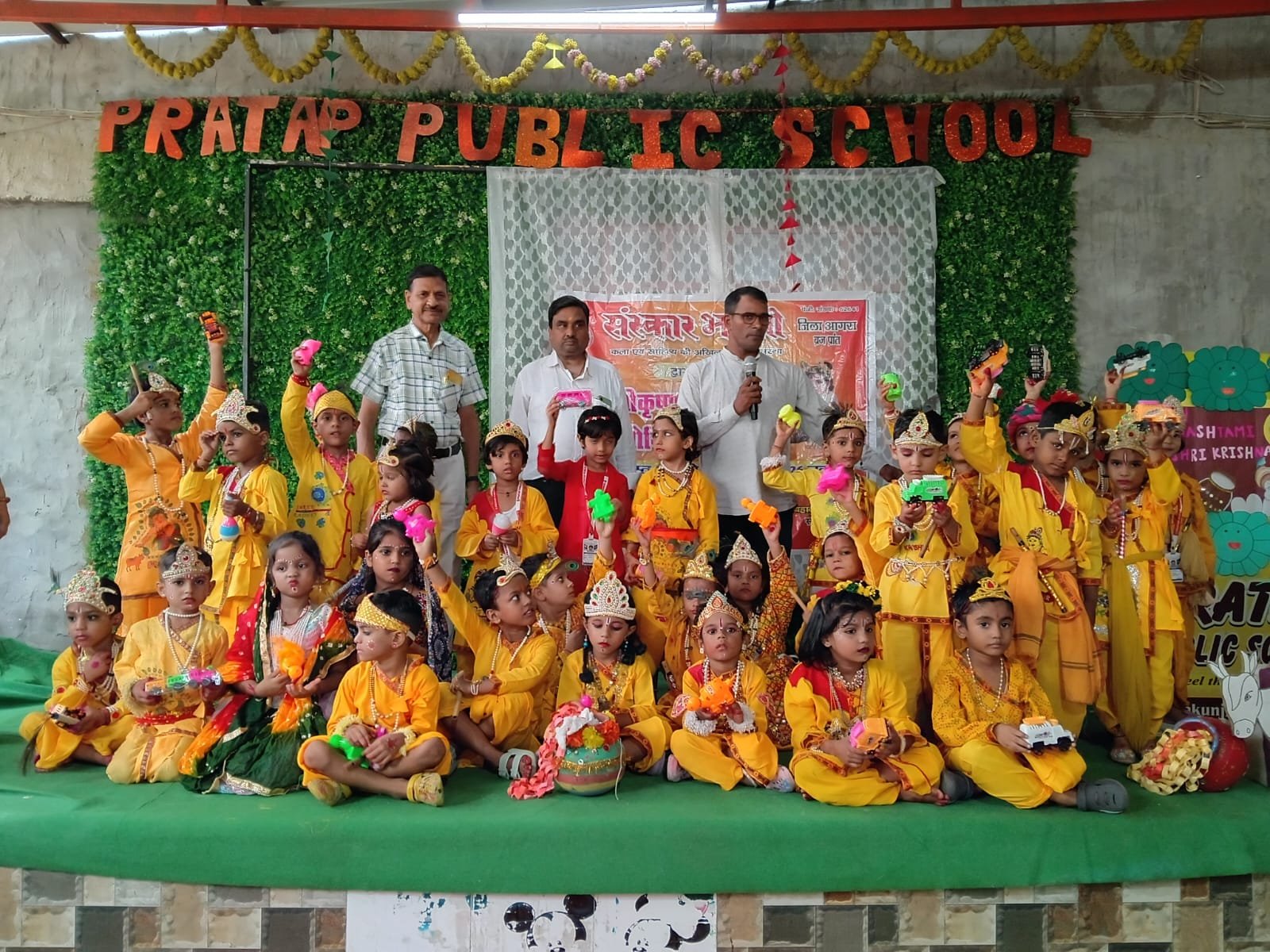 Children dressed as Lord Krishna at Bal Krishna Roop Sajja Competition in Agra