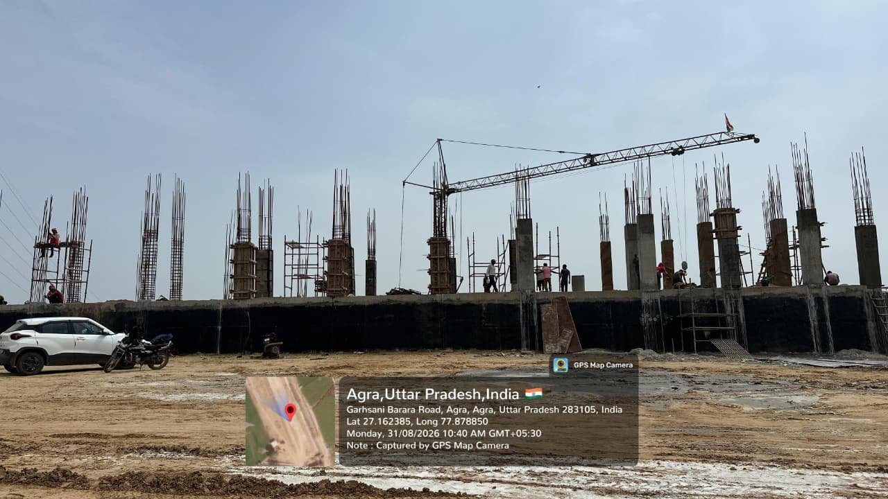 Construction work of a railway station on the Bhandai Keetham bypass third railway line in Agra