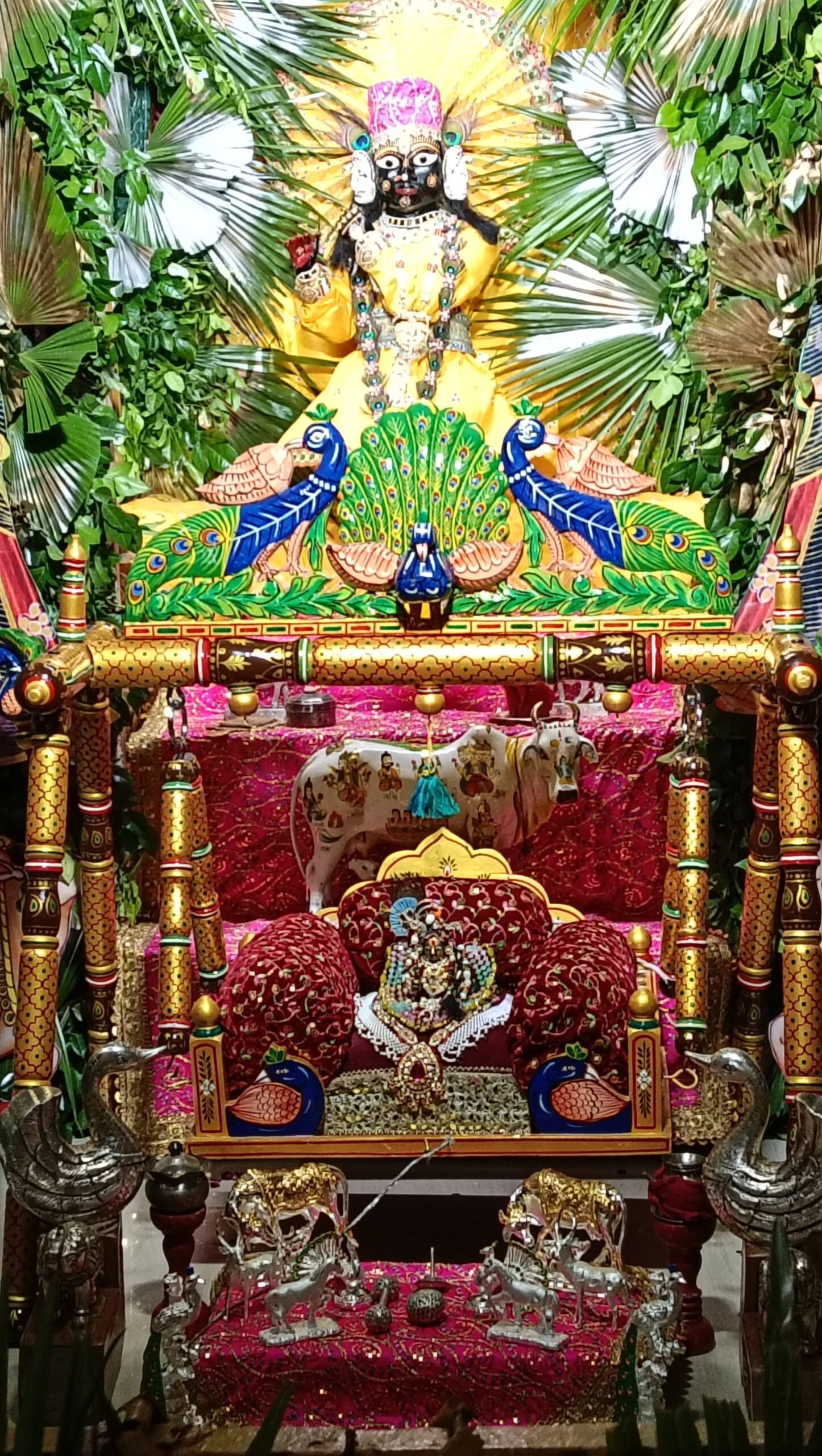 Devotees celebrating Nandotsav at Prem Nidhi Temple in Agra