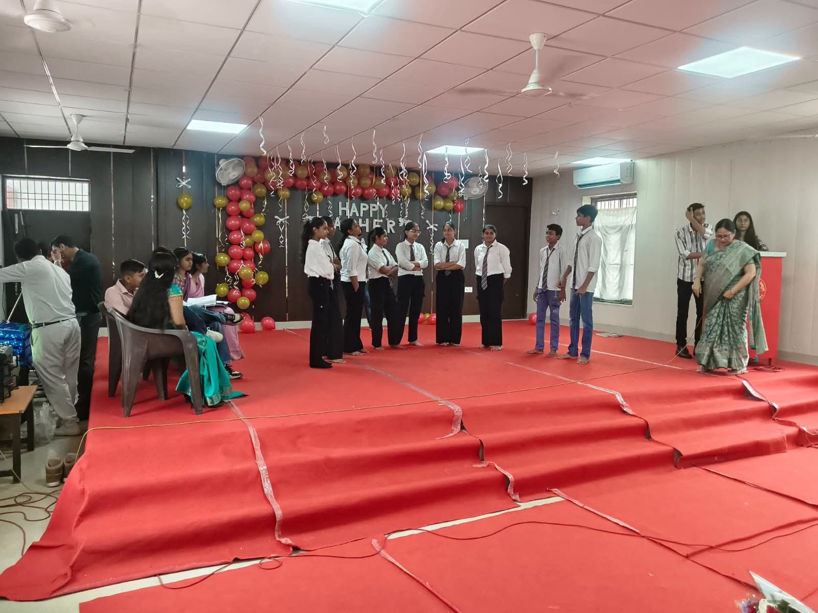 Students presenting cultural programs during Teachers Day celebration at Police Modern School in Agra