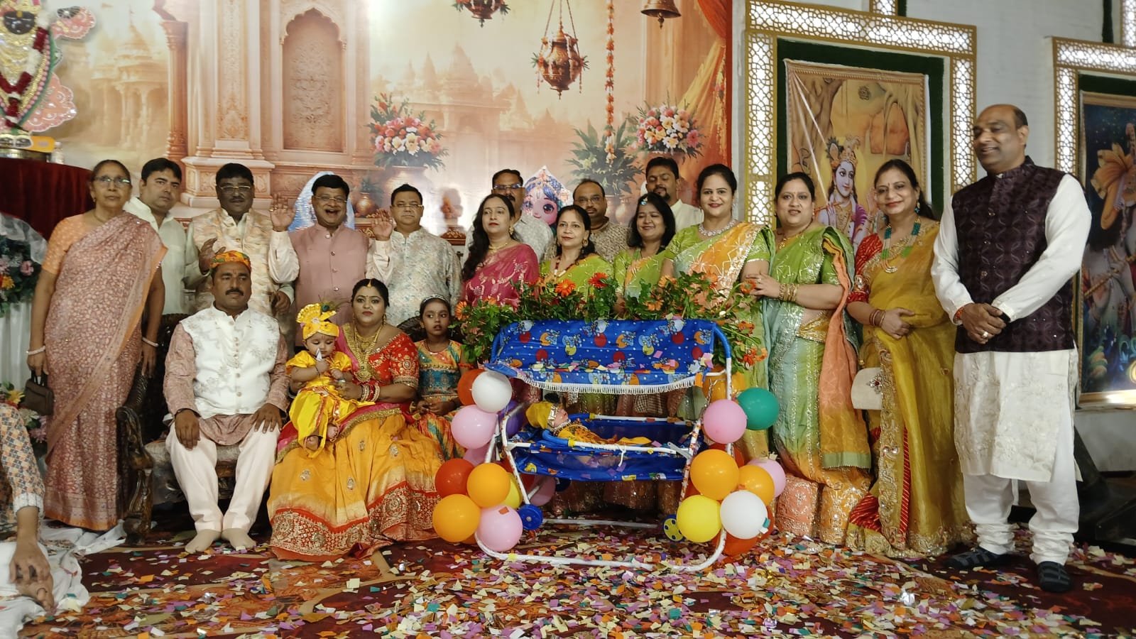 Laddu Gopal placed on a swing during Nandotsav celebration in Agra