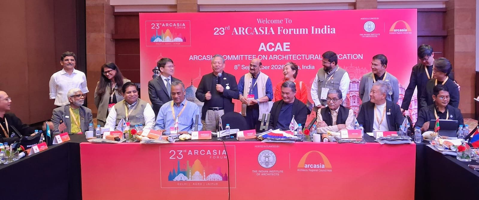 International architects and delegates attend the 23rd ArcAsia Forum at Hotel Jaypee Palace in Agra