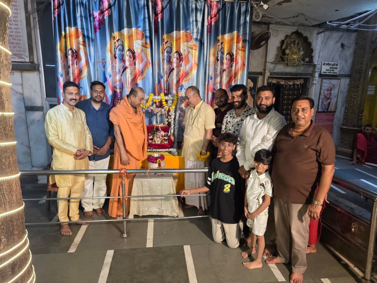 Devotees participating in Shrinath Ji Maharaj Chhathi Utsav at Manakamashwar Math Temple Agra