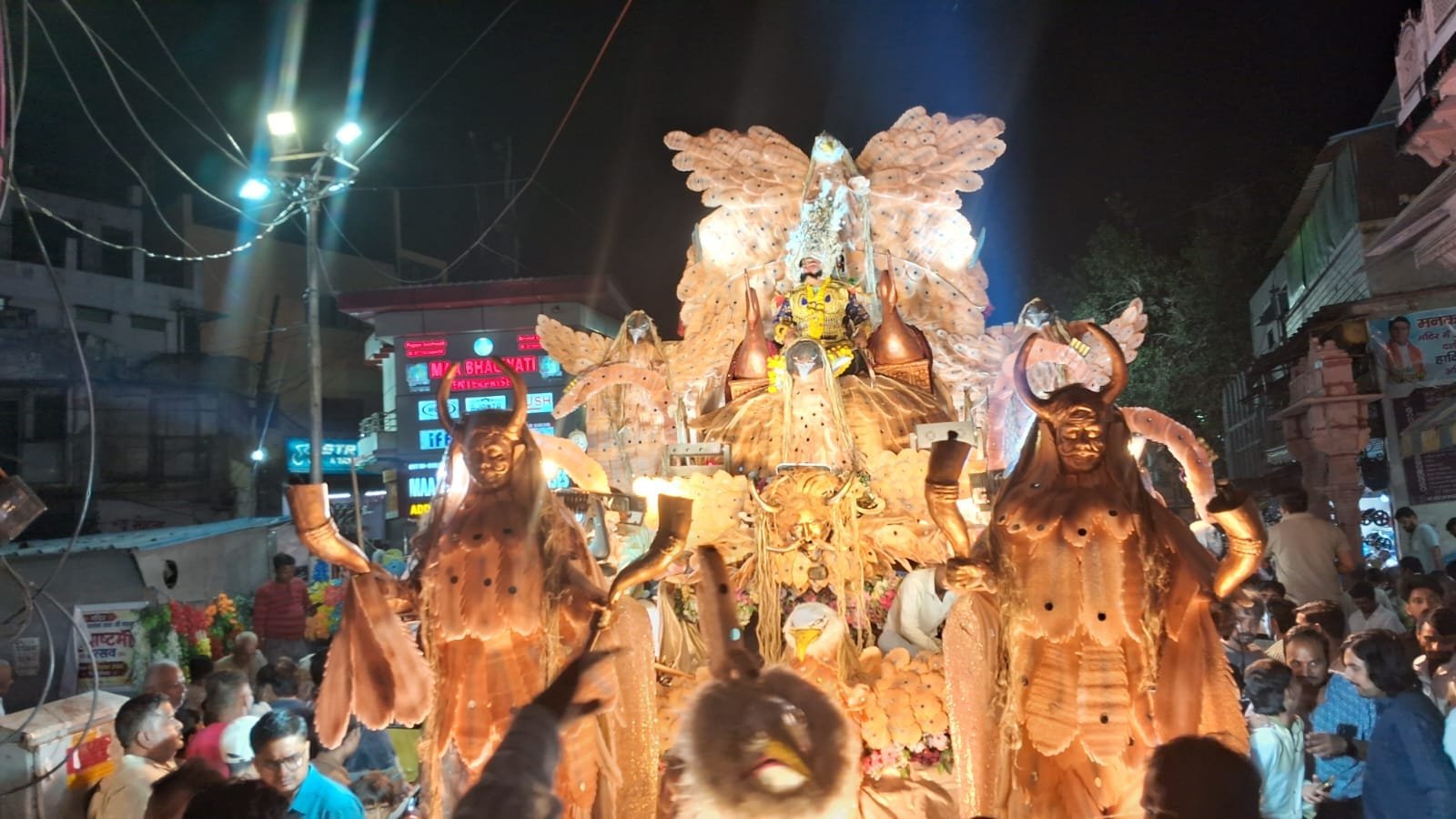 Ravan Shobhayatra with decorated hydraulic chariot during Shri Ramlila Mahotsav in Agra
