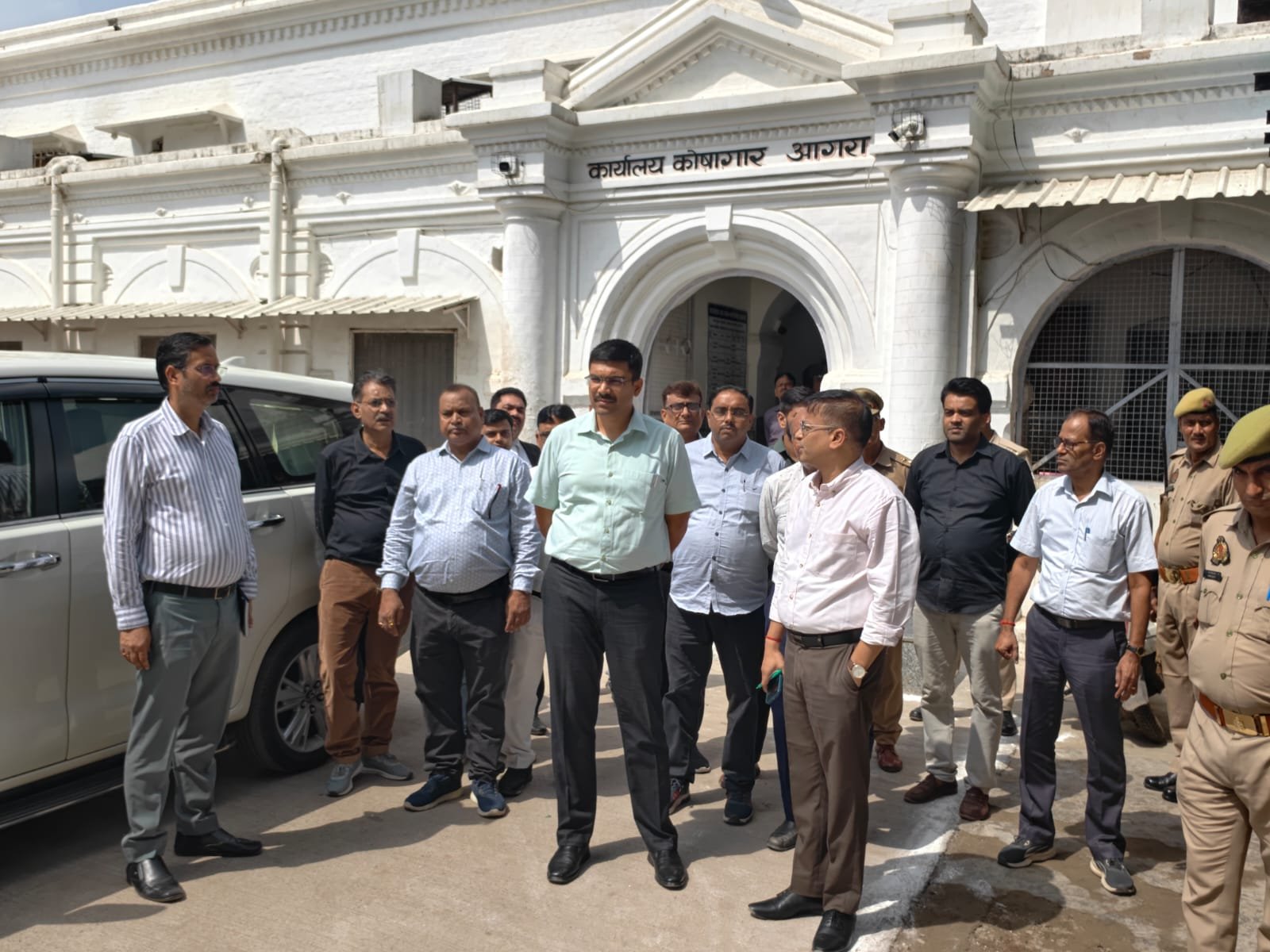 Agra District Magistrate Manish Bansal inspecting the District Treasury office