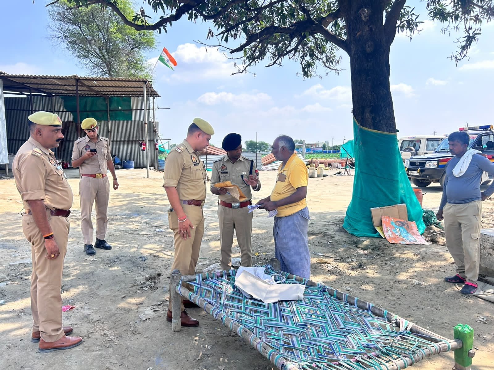 ACP Imran Ahmad inspects a firecracker factory in Paintikheda, Fatehabad