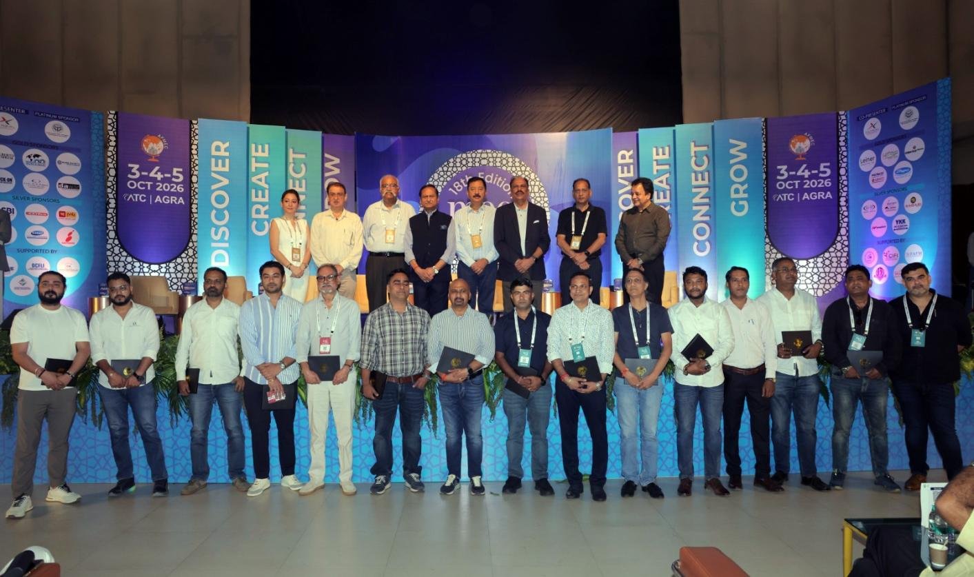 Businessmen and organizers at Meet at Agra 2026 trade fair in Agra