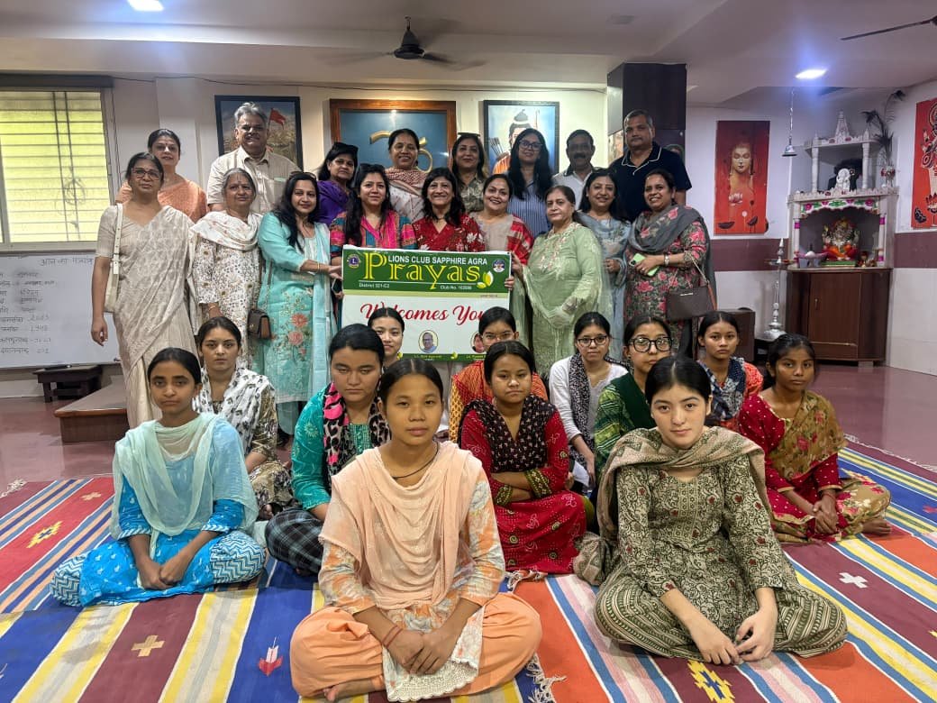 Lions Club Agra Prayas members during a service activity at Vanvasi Kalyan Ashram in Agra