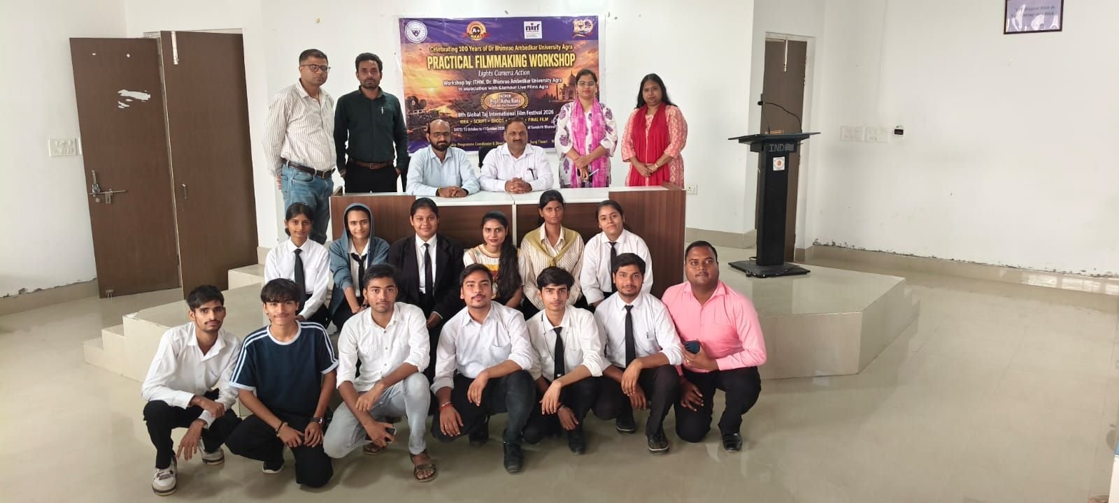 Students participating in a six-day film making workshop at ITHM, Dr Bhimrao Ambedkar University, Agra