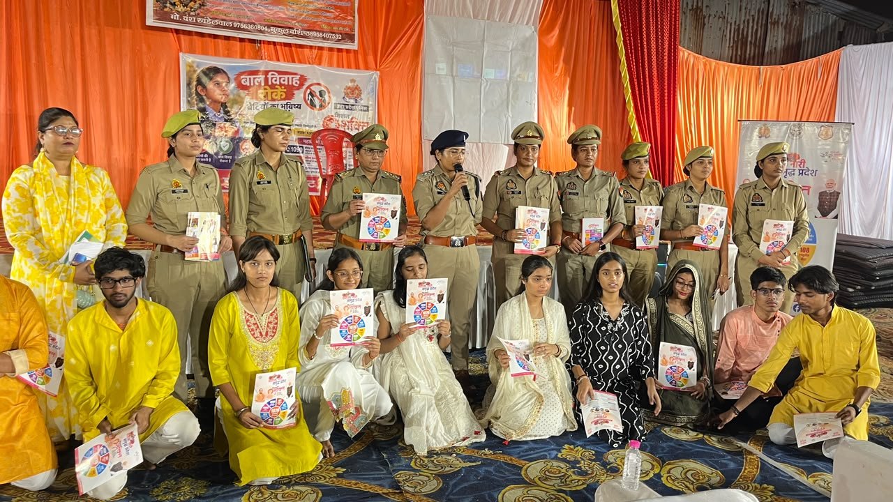 Agra Police Mission Shakti awareness programme on child marriage prevention, women safety, girls education and empowerment.
