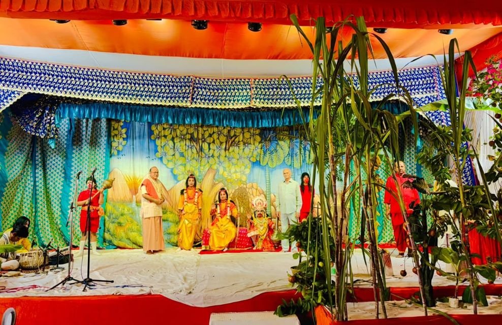 Lanka Dahan and Ram Setu Leela during Manahkameshwar Ramlila Mahotsav in Agra, Uttar Pradesh.