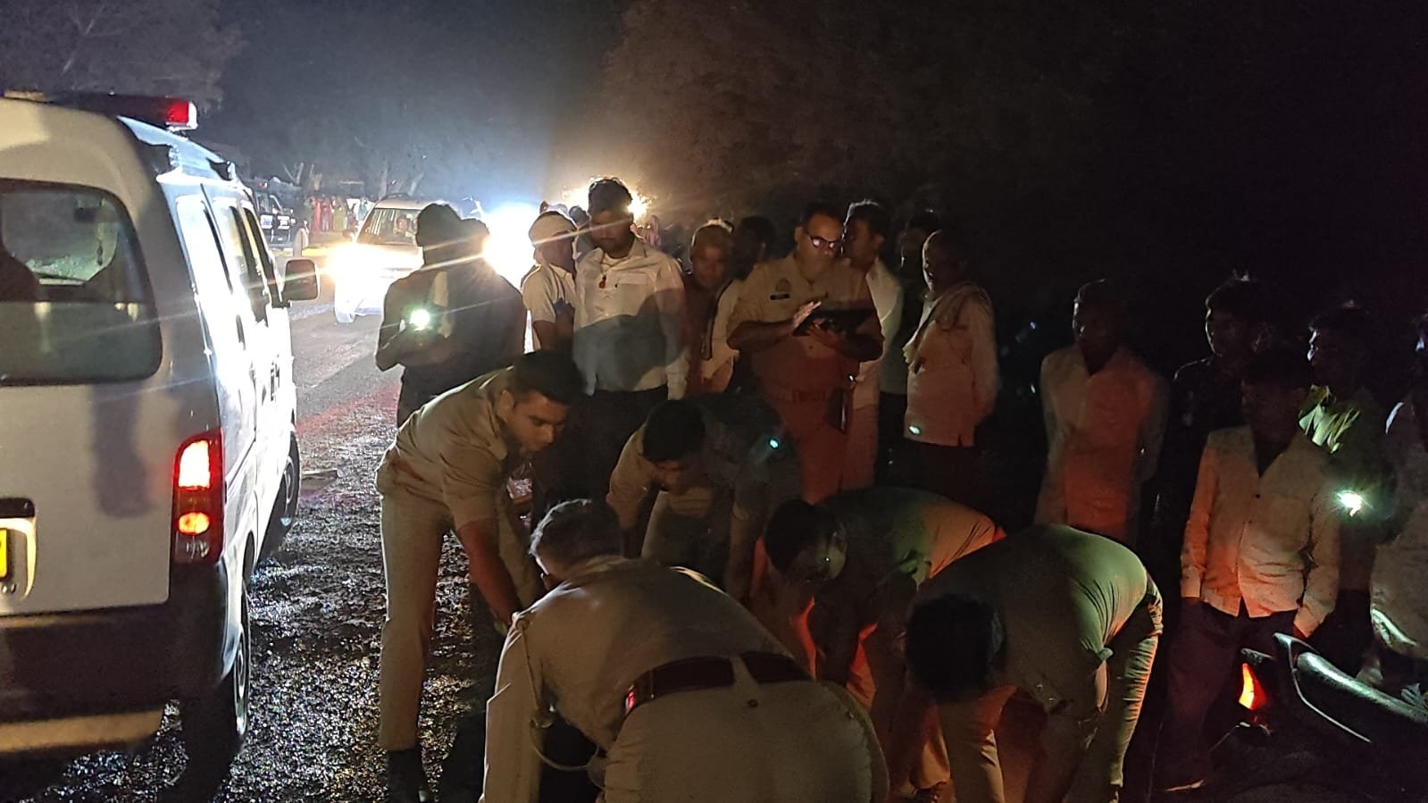 Bike accident near waterlogged potholes on Fatehabad-Bah Road, Agra