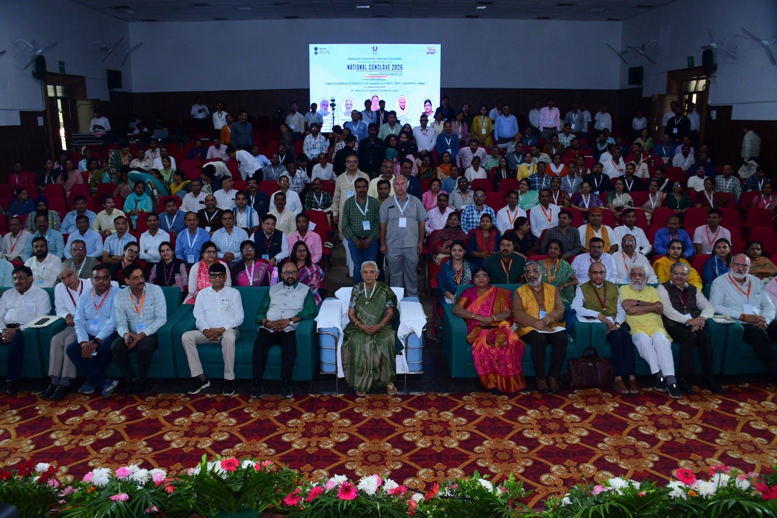 Uttar Pradesh Governor Anandiben Patel addressing educators at National Conclave 2026 in Agra