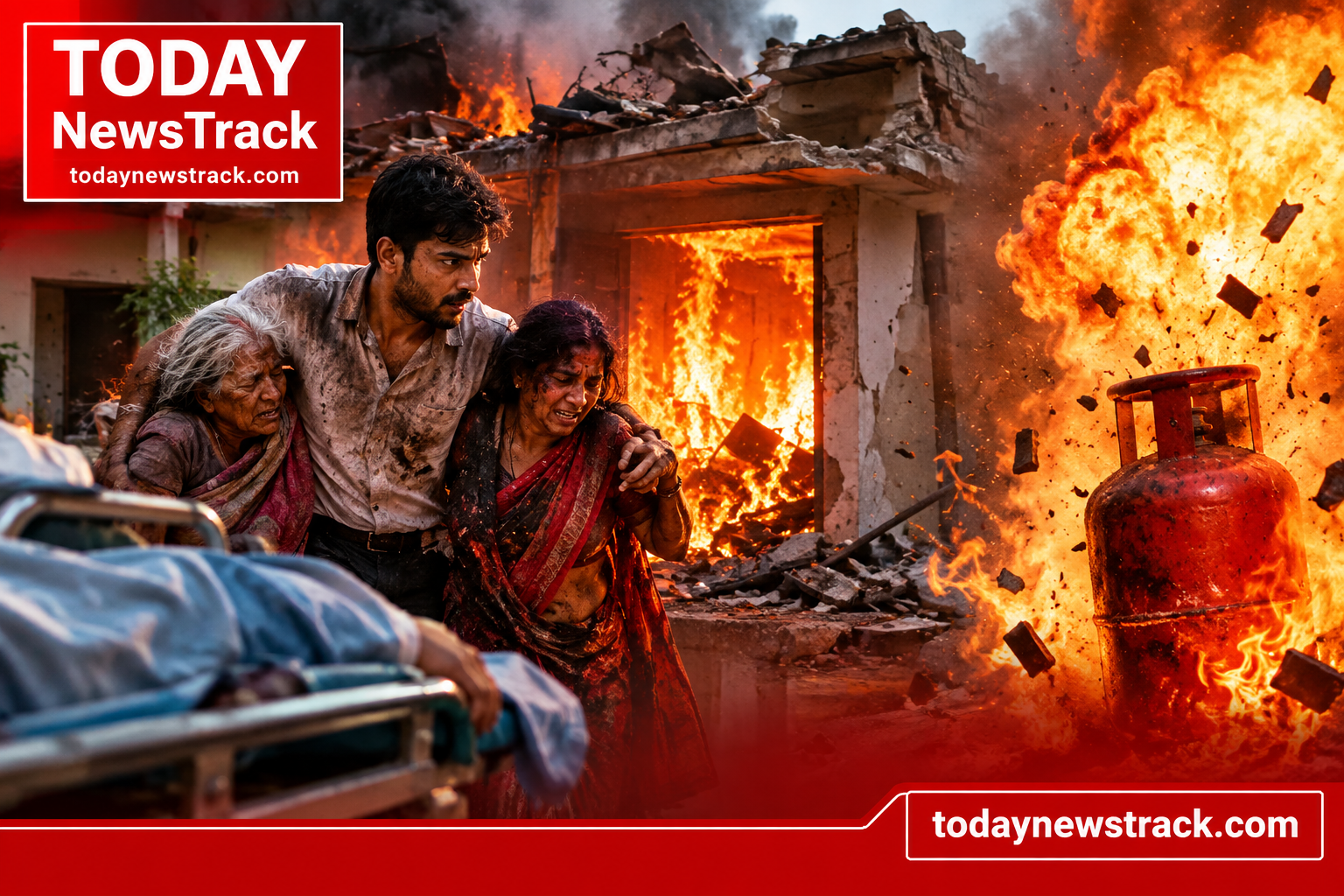 Gas cylinder explosion and house fire in Agra
